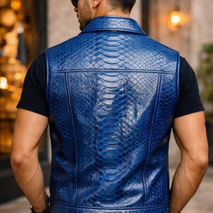 Drakpyton läderväst, kungpyton keps komplett set handgjort för män bild 2