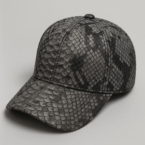 luxury Grey Python Snakeskin Baseball Cap ,Genuine Leather Hat for Men