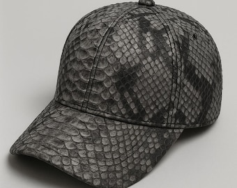 luxury Grey Python Snakeskin Baseball Cap ,Genuine Leather Hat for Men