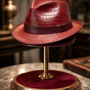 Krokodilleder Lederhut – Handgefertigte Fedora für Herren & Damen, Alligator Lederhüte, Cowboykappe