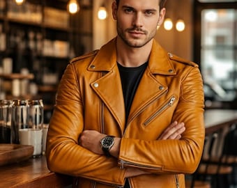 Handmade Men’s Distressed Leather Aviator Jacket – Vintage Style Bomber Coat