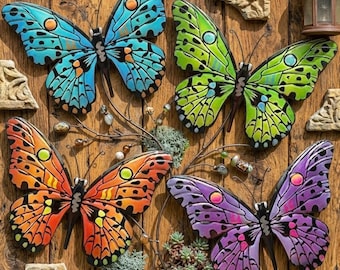 Metal Butterfly Wall Decor Set of 4 – Outdoor Fence & Garden Wall Art for Patio, Balcony, Bedroom Living Room