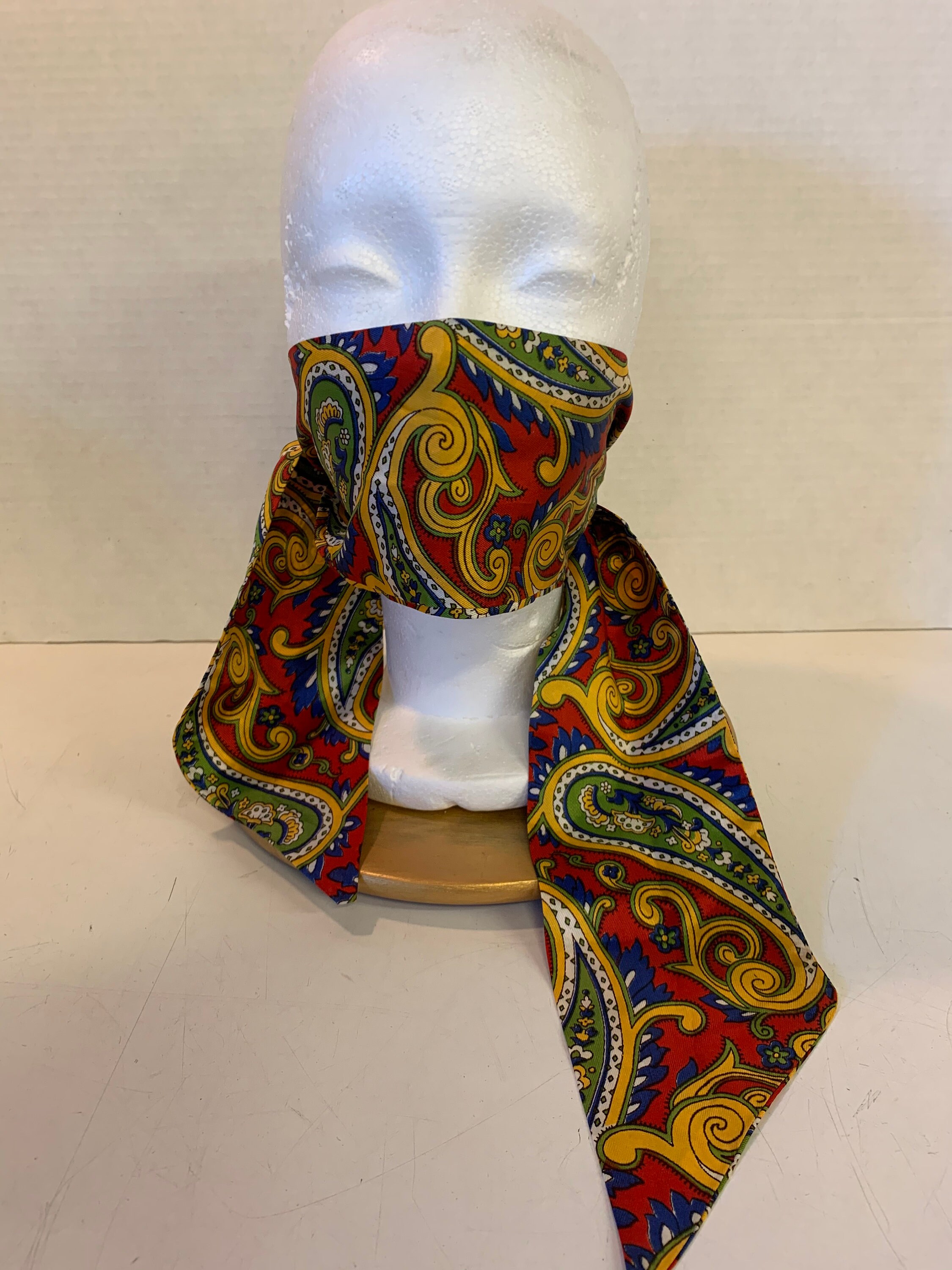 Vintage 1980's Long Scarf Paisley Bold Print Colorful No