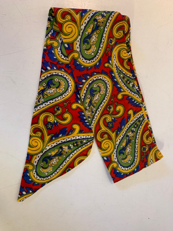 Vintage 1980's Long Scarf Paisley Bold Print Colo… - image 5