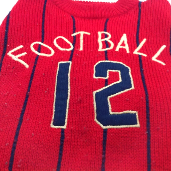 Vintage 1960's Sears Child's Red Sweater Football… - image 5