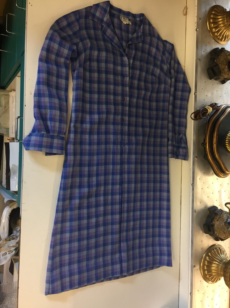 Vintage 1980/'s Purple Checkered House Dress by Ramsay Of Dublin