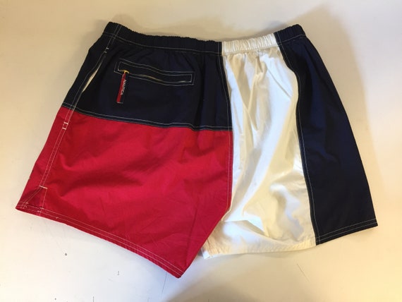 Vintage 1990's Nautica Colorblock Swim Trunks Bri… - image 3