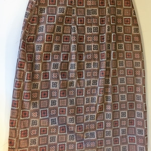 Vintage 1970's Brown Checkered Patterned Corduroy Mini Skirt Wiggle Skirt