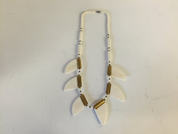 Vintage All Bone Beaded Statement Tribal Necklace… - image 5