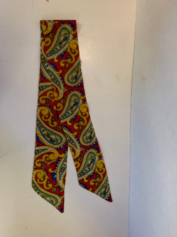 Vintage 1980's Long Scarf Paisley Bold Print Colo… - image 3