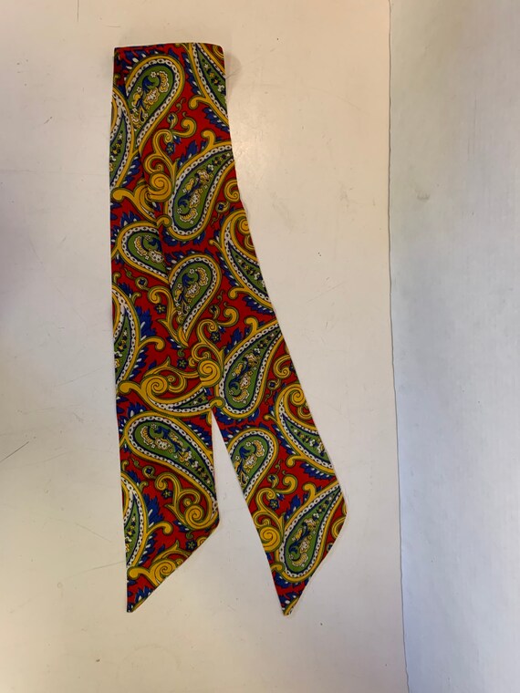 Vintage 1980's Long Scarf Paisley Bold Print Colo… - image 4