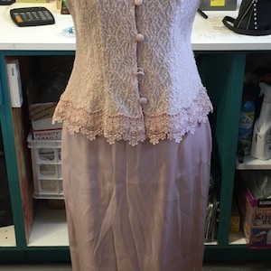 Vintage 1970&#39;s 1980&#39;s Patra Petite Pink Iridescent 2 Pc Mother Of The Bride Dress Suit Formal