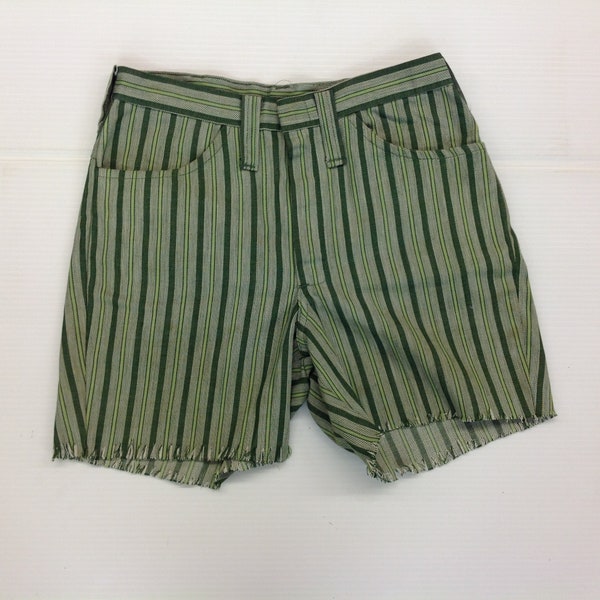 Vintage 1920's Green Stripe Cut-Off Trouser Shorts Untagged