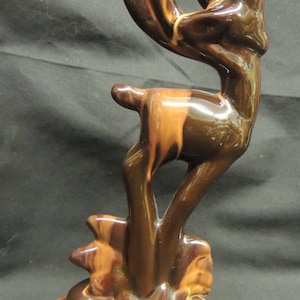 Vintage Mid Century MCM Mod Art Pottery  Two Tone Brown Gazelle