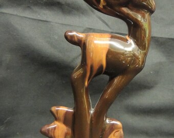 Vintage Mid Century MCM Mod Art Pottery  Two Tone Brown Gazelle