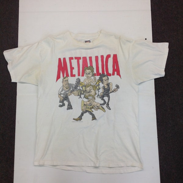 Vintage 1996 White XL T-Shirt Metallica Metal Load Tour Caricatures Chavez Graphics