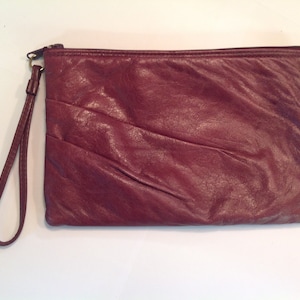 Vintage 1980&#39;s Letisse  Maroon Hand Purse with Strap Diagonal Pleats