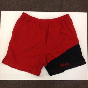 Vintage 2000&#39;s Perry Ellis America Active Men&#39;s 2X Swim Trunks Red Black Diagonal