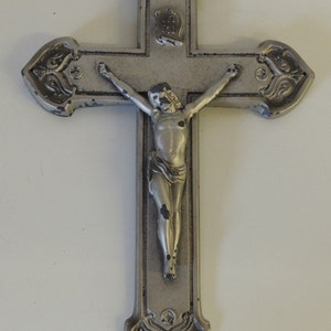 Vintage All Metal Coffin Cross Crucifix Mausoleum Funeral Faith