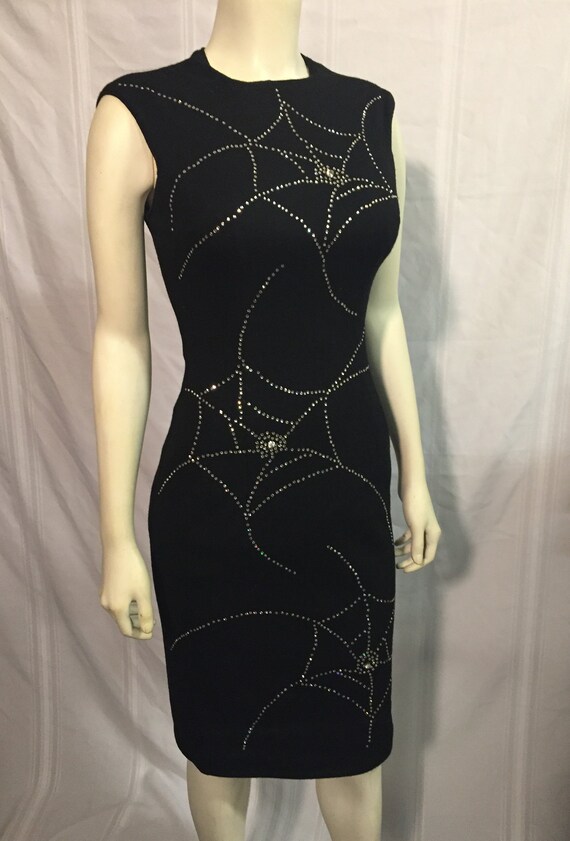 Vintage Late 1950's Mid 1960's Black & Rhinestone