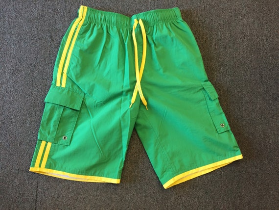 Vintage 1990's U.S. Polo Assn Bright Green Swim T… - image 1