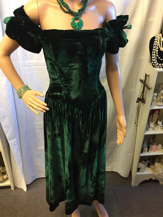 etsy green velvet dress