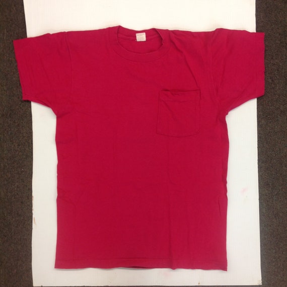 Vintage Plain Blank Pocket T-Shirt Minimalistic Aqua Made in USA BVD Brand Sz XXXL 3XL