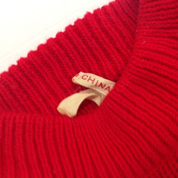 Vintage 1960's Sears Child's Red Sweater Football… - image 6