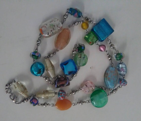 Vintage Multicolored Glass Beaded Fashion Necklace - image 1