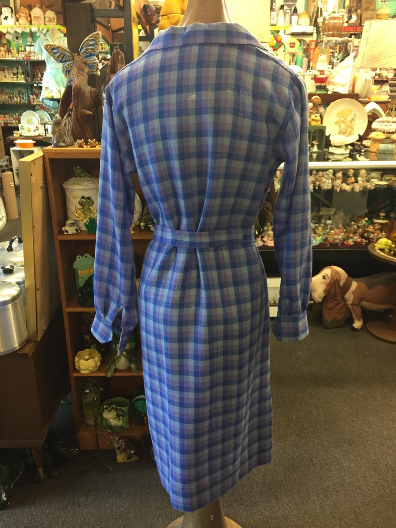 Vintage 1980/'s Purple Checkered House Dress by Ramsay Of Dublin