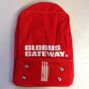 Vintage Globus Gateway unbenutzt Airline Reisetasche in rot mit weißen Piping