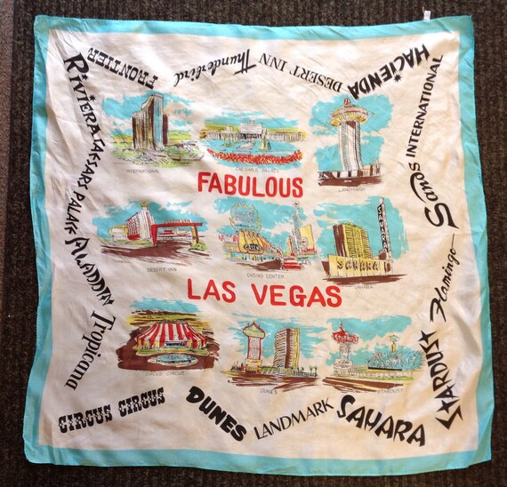 Vintage 1970's Souvenir Las Vegas Scarf Casino Hot
