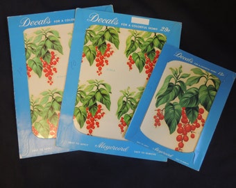 Vintage 1970's Meyercord Decals Foliage Berries Set of 3 NOS New Old Stock