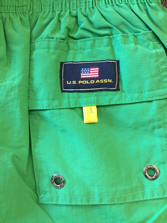 Vintage 1990's U.S. Polo Assn Bright Green Swim T… - image 4