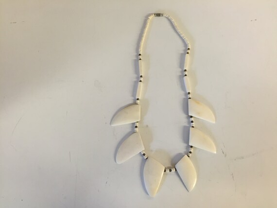 Vintage All Bone Beaded Statement Tribal Necklace… - image 4