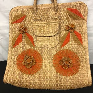 Gorgeous  Vintage Rafia /Rattan Vacation Cruise Beach Travel Bag