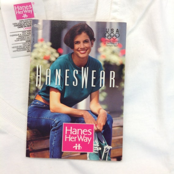 Vintage 1995 Hanes Her Way Cotton Large Printers Whit… Gem