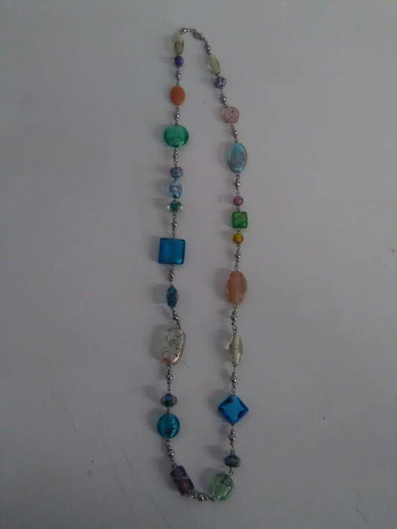 Vintage Multicolored Glass Beaded Fashion Necklace - image 3