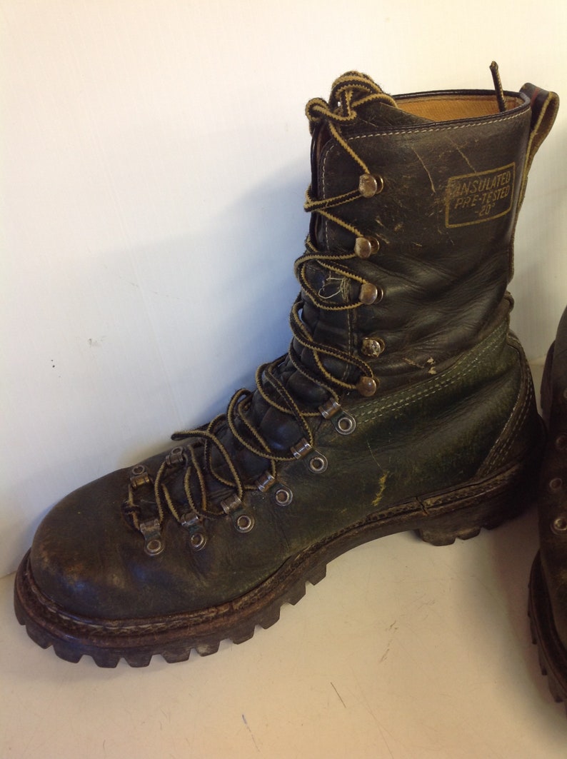 Vintage Green Leather Size 8 Herman Survivor Boots Etsy