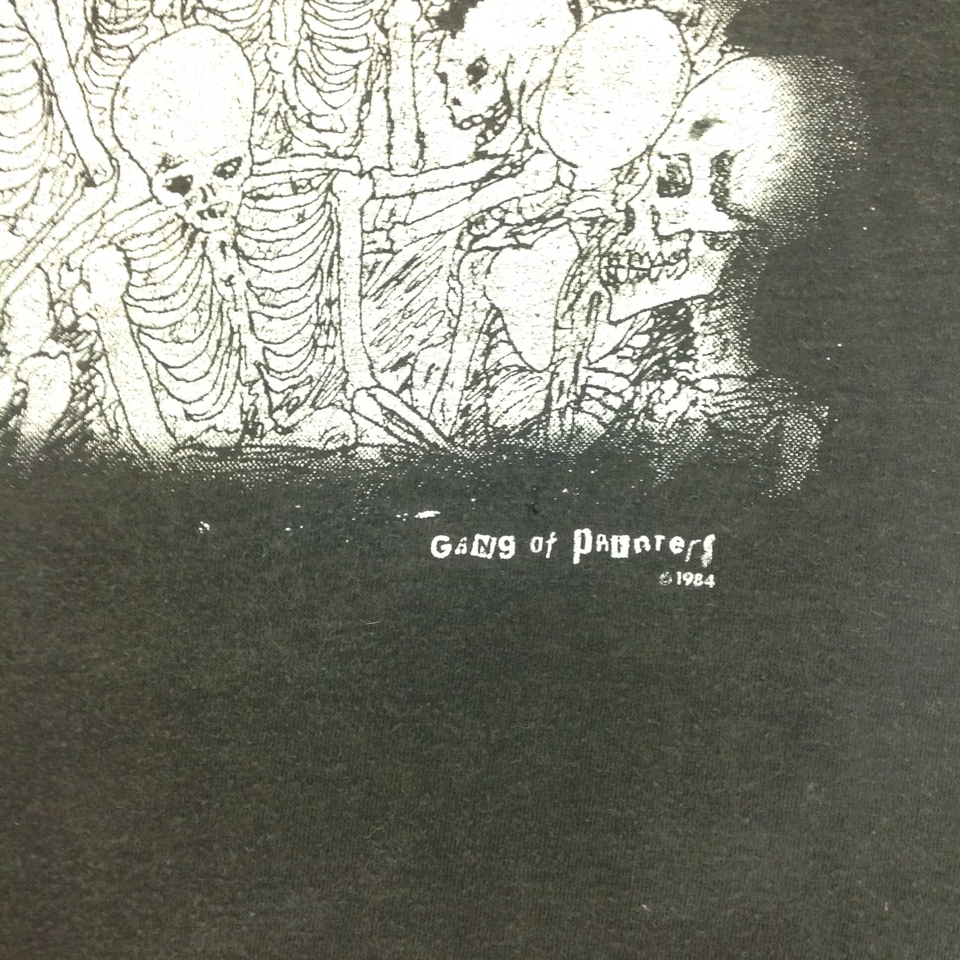 Discover Vintage 1984 Rare Gang of Painters Black T-Shirt Skeleton Punk Slam Dance Mosh Pit Skateboard Dead Man's Party Graphics