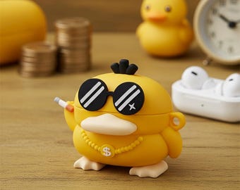 Étui pour AirPods Pro Psyduck | Protecteur d'écouteurs en silicone jaune pour dessin animé