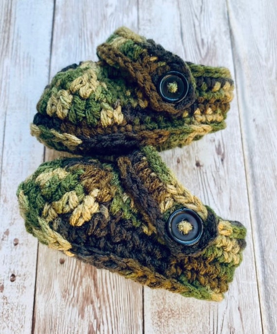 Crochet Infant Baby SANDALS Button Strap CLOG Booties Camo Size 3 12 Mos Many Color Options Etsy