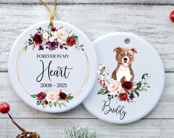 Customized Pet Loss Ornament, Christmas Ornament, American Staffordshire Bull Terrier, Personalized Pet Memorial Ornament, Pitbull, Dog Gift