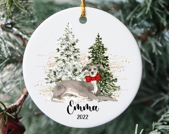 Custom Greyhound Ornament, Personalized Dog Christmas Gift, Porcelain Keepsake Decoration, Paw Ornament, Dog Ceramic Hanging, Dog Keepsake