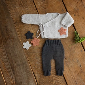 KNITTING PATTERN combo No. 1 baby pants  and kimono wrap and leggings pattern