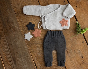 Baby Kimono and Pants Knitting Pattern: Merino Wool (PDF Pattern)