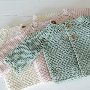 ENGLISH KNITTING Pattern for Beginners Sweater Jumper Basic Baby Cardigan Toddler Sweater 3-6-12-24 months to child sizes PDF file Knit image 2