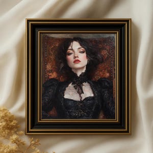 Decadent Young Victorian Woman | Printable Wall Art | Dark Academia Art | Gothic Art | Dark Moody Nook Painting | Gothic Woman Painting Gift