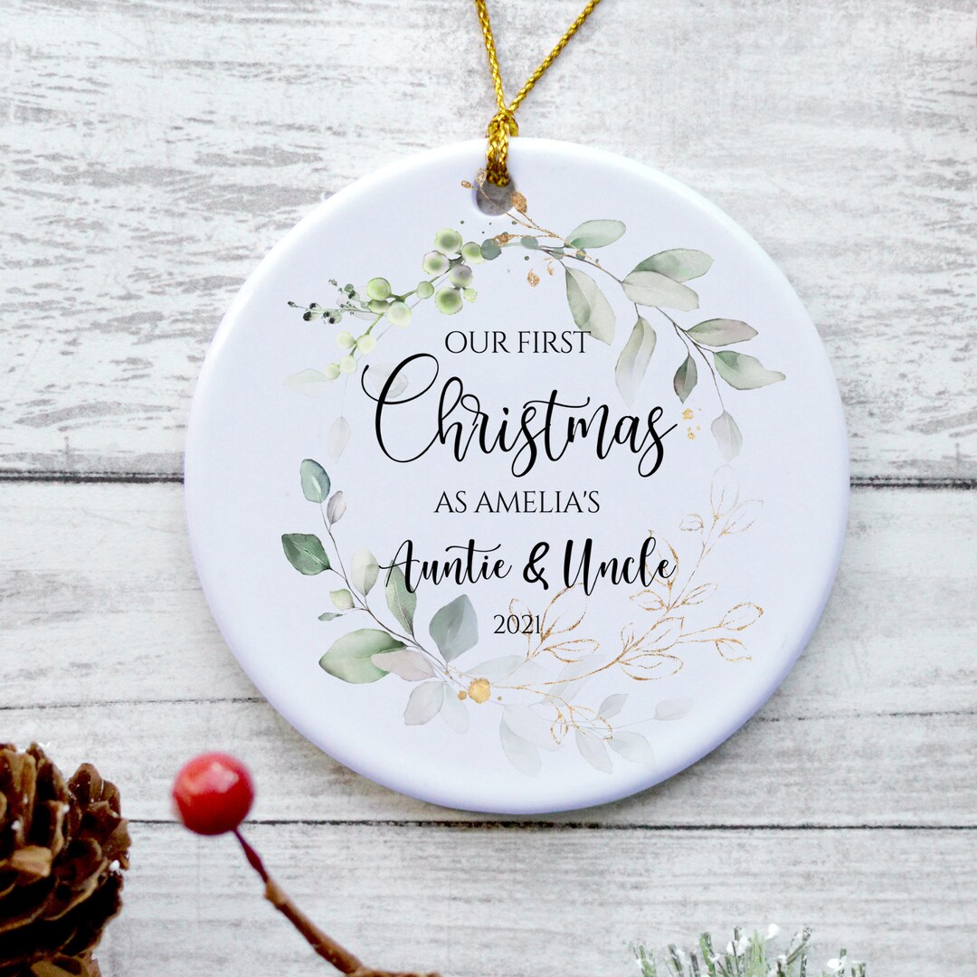 First Christmas as Auntie & Uncle Ornament, Aunt, 2021 Personalized ...
