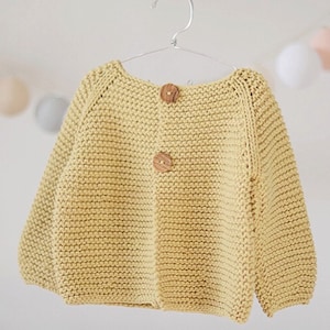 ENGLISH KNITTING Pattern for Beginners Sweater Jumper Basic Baby Cardigan Toddler Sweater 3-6-12-24 months to child sizes PDF file Knit image 1